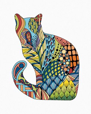 Malen nach Zahlen - Mandala KATZE II