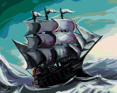 Malen nach Zahlen - Piratenschiff AUF SEE
