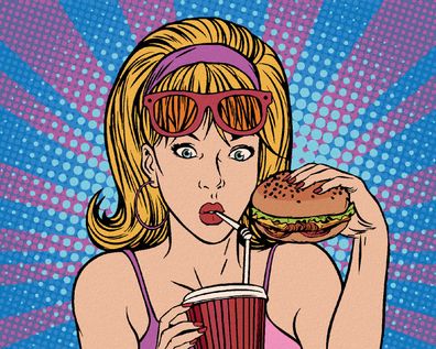 Malen nach Zahlen - POP-ART-FRAU IN EINEM Fastfood-restaurant