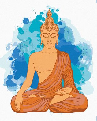 Malen nach Zahlen - Meditierender Orangefarbener BUDDHA