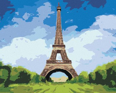 Malen nach Zahlen - Eiffelturm UND Strahlend BLAUER HIMMEL
