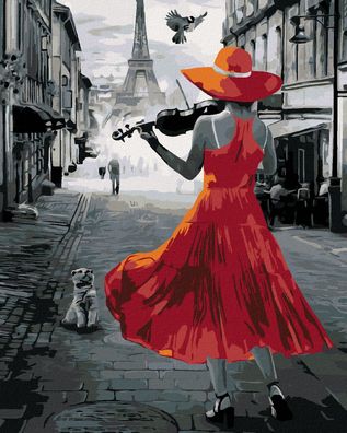 Malen nach Zahlen - EINE Geigenspielende FRAU IN PARIS