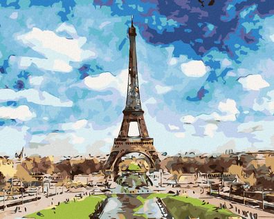 Malen nach Zahlen - Eiffelturm UND BLAUER HIMMEL II