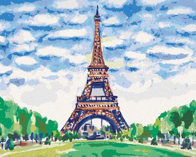 Malen nach Zahlen - Eiffelturm UND BLAUER HIMMEL