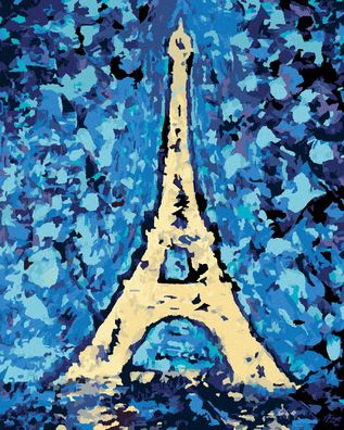 Malen nach Zahlen - Eiffelturm UND BLAUER Hintergrund
