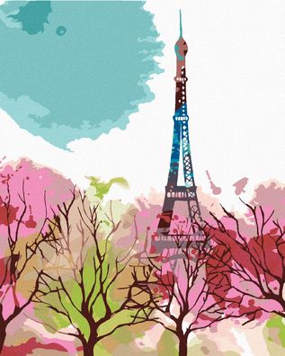 Malen nach Zahlen - Abstrakter Eiffelturm UND BÄUME