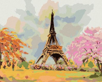 Malen nach Zahlen - Eiffelturm UND ROSA BAUM