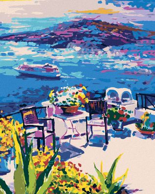 Malen nach Zahlen - Terrasse AUF Santorini