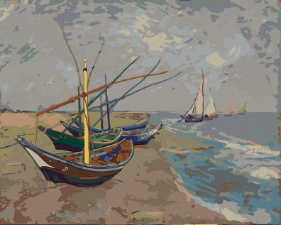 Malen nach Zahlen - Fischerboote AM STRAND VON Saintes-maries (VINCENT VAN GOGH)