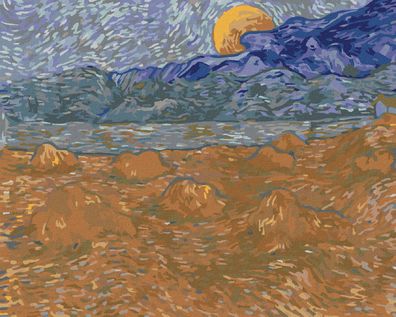 Malen nach Zahlen - Landschaft MIT Weizengarben UND Aufgehendem MOND (VINCENT VAN GOG