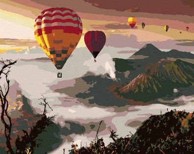 Malen nach Zahlen - Heissluftballons ÜBER DEM VULKAN MOUNT BROMO