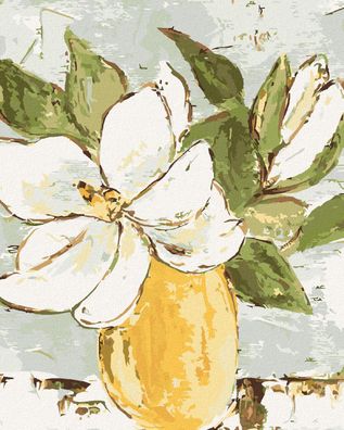 Malen nach Zahlen - Magnolie IN GELBER VASE (HALEY BUSCH)