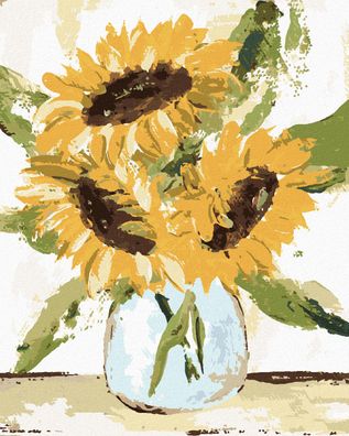 Malen nach Zahlen - Sonnenblumen IN EINER VASE 2 (HALEY BUSCH)