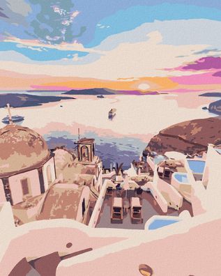 Malen nach Zahlen - Farbige Santorini