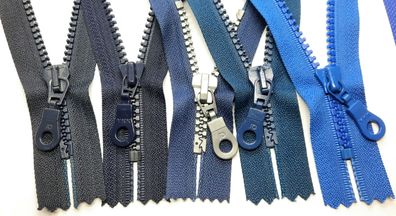 Reißverschluss Blau Töne unteilbar Kunststoff Krampenkette Größe #5 YKK bzw SO