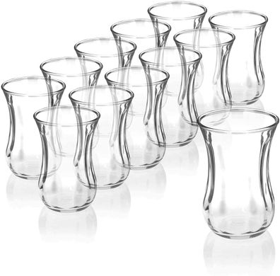 Pasabahce 12er-Set 42021 Türkische Teegläser Teeglas Tee Glas "Optik" 120cc Gläser...