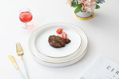 Zellerfeld Trendmax 2-teilig Service Platte Teller aus Porzellan für Steak, Essser...