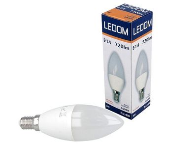 LEDOM 8W LED E14 C37 Leuchtmittel Kerzenlampe 720lm 4000K Neutralweiß 180° Kerzenf