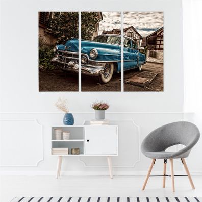 Leinwand Bilder SET 3-Teilig Cadillac Vintage City 3D Wandbilder xxl 3572