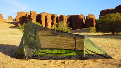 Bushmen Zelt olivgrün CORE-Tent® LODGER für zwei Personen extra lang mit Moskitonetz