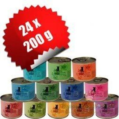 catz finefood ¦ Mixpaket - 24 x 200 g ¦ nasses Katzenfutter in Dosen