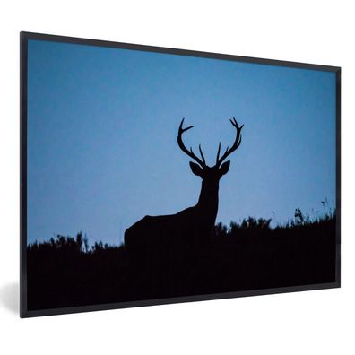 Poster - 120x80 cm - Hirsch - Scherenschnitt - Himmel