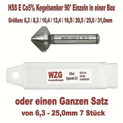 Profi HSS E Co5% Kegelsenker Senker 90°Grad Cobald Entgrater WZG 6,3 bis 31,0mm
