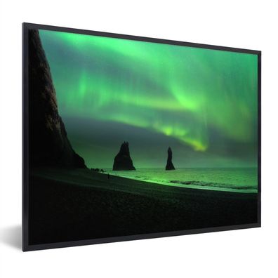 Poster - 40x30 cm - Nordlichter - Meer - Island