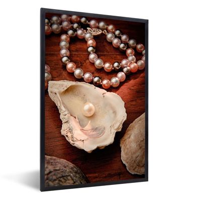 Poster - 60x90 cm - Perlenkette entlang der Auster