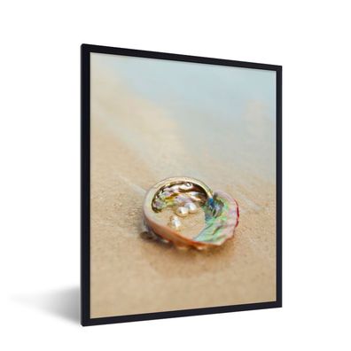 Poster - 30x40 cm - Perlen in Austernschalen am Strand