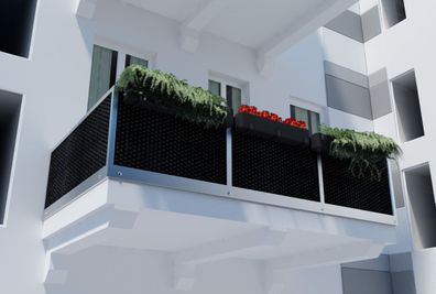 Polyrattan PVC Sichtschutz Matte 300x90 Balkon Zaun Windschutz schwarz