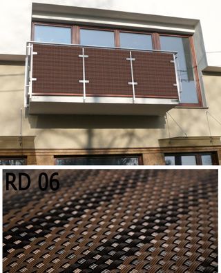 Polyrattan PVC Sichtschutz Matte 300x90 Balkon Zaun Windschutz braun meliert