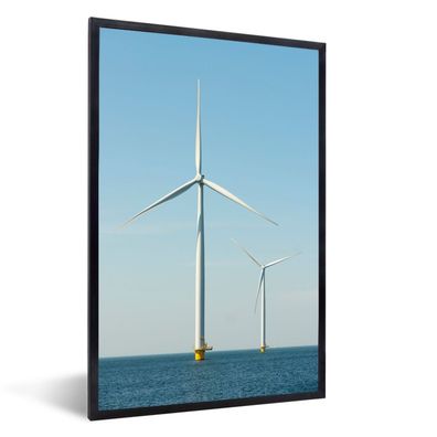 Poster - 40x60 cm - Windmühlen im IJsselmeer