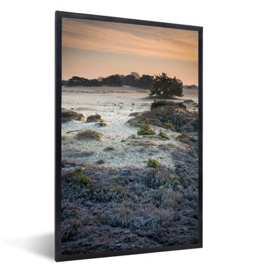 Poster - 20x30 cm - Gefrorene Heidelandschaft in den Niederlanden