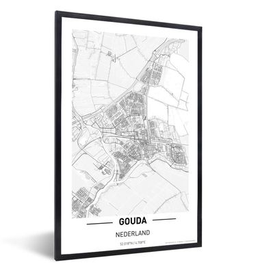 Poster - 40x60 cm - Stadtplan von Gouda