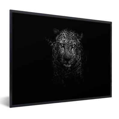 Poster - 40x30 cm - Leopard - Schwarz - Weiß