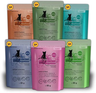 catz finefood ¦ Mixpaket - verschiedene Sorten - 12 x 85g ¦ nasses Katzenfutter ...