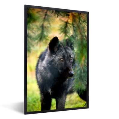 Poster - 40x60 cm - Wolf - Makro - Blätter