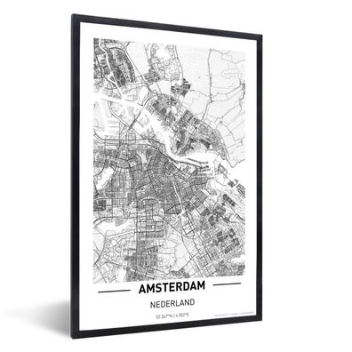 Poster - 60x90 cm - Stadtplan von Amsterdam