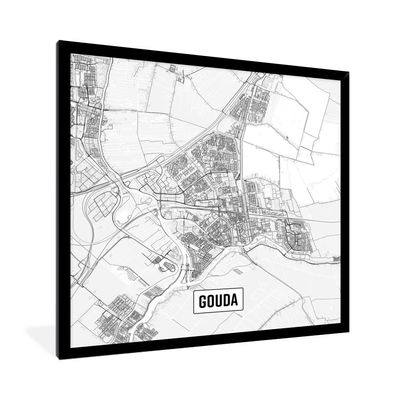 Poster - 40x40 cm - Stadtplan von Gouda