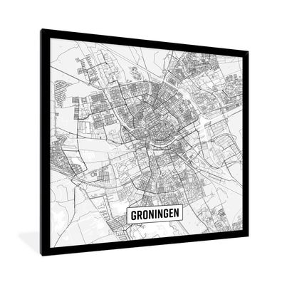 Poster - 40x40 cm - Stadtplan von Groningen