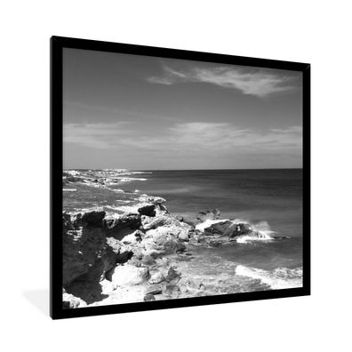 Poster - 40x40 cm - Meerblick von Isla Mujeres - Schwarz und Weiß
