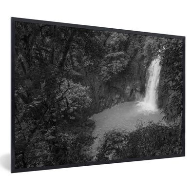 Poster - 30x20 cm - Türkisfarbenen Wasserfall im Regenwald von Costa Rica in