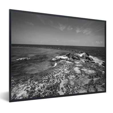 Poster - 80x60 cm - Isla Mujeres mit Meerblick - Schwarz und Weiß