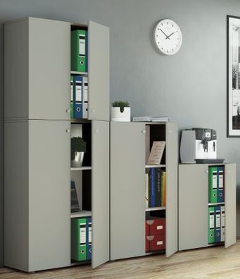 VCM Büroschrank Lona XL mit Drehtüren Grau