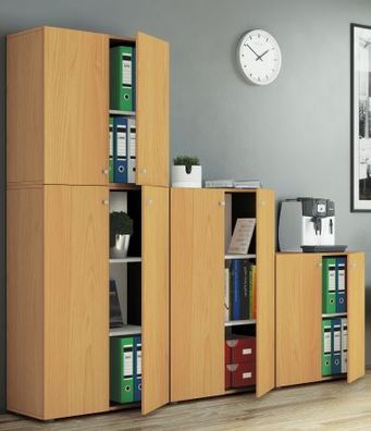 VCM Büroschrank Lona XL mit Drehtüren Buche