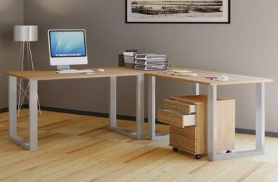 VCM Eck-Schreibtisch Lona 160x160x50 U-Füße Sonoma-Eiche