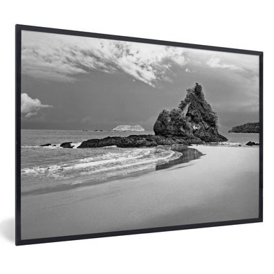 Poster - 60x40 cm - Paradies am Strand von Costa Rica in Schwarz und Weiß