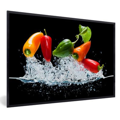 Poster - 120x80 cm - Paprika - Wasser - Gemüse