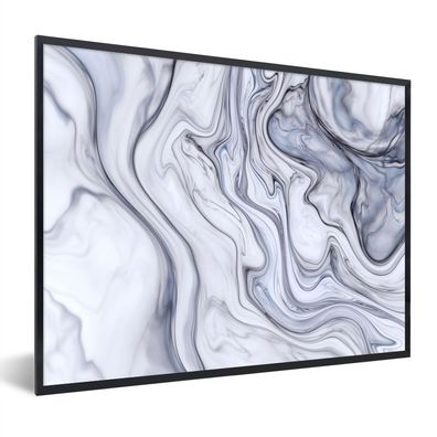 Poster - 80x60 cm - Marmor - Weiß - Schwarz